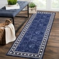 thumbnail image 1 of YUSAZENS 2x6 Bordered Runner Rug Non-Slip Washable Low Pile Stain Resistant Carpet for Hallway Kitchen Bathroom Blue, 1 of 7