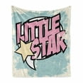 thumbnail image 1 of Popstar Party Soft Flannel Fleece Throw Blanket, Grungy Display Pop Art Style Retro Little Star Typography, Cozy Plush for Indoor and Outdoor Use, 60" x 80", Pale Pink Pale Blue, by Ambesonne, 1 of 6
