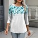 thumbnail image 5 of TaTaai Loose Printed T-Shirt Lightweight Comfortable Women's Fashion Casual Button Round Neck 3/4 Sleeve All Season Daily Versatile Blouse Gift, 5 of 7