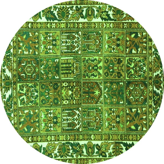 Ahgly Company Indoor Round Persian Green Traditional Area Rugs, 4' Round