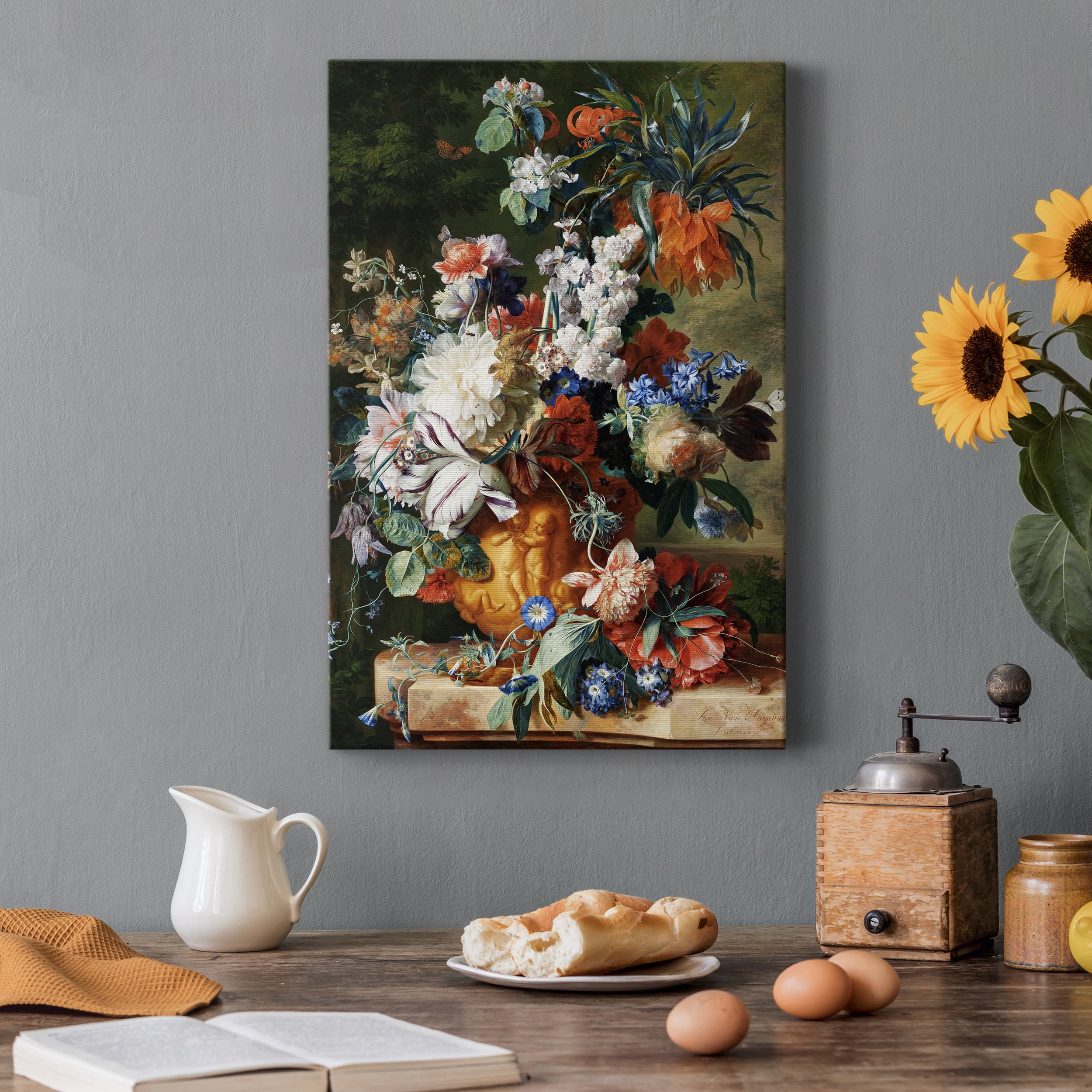 Bouquet of Flowers in an Urn Premium Gallery Wrapped Canvas - Ready to Hang - 8 x 12