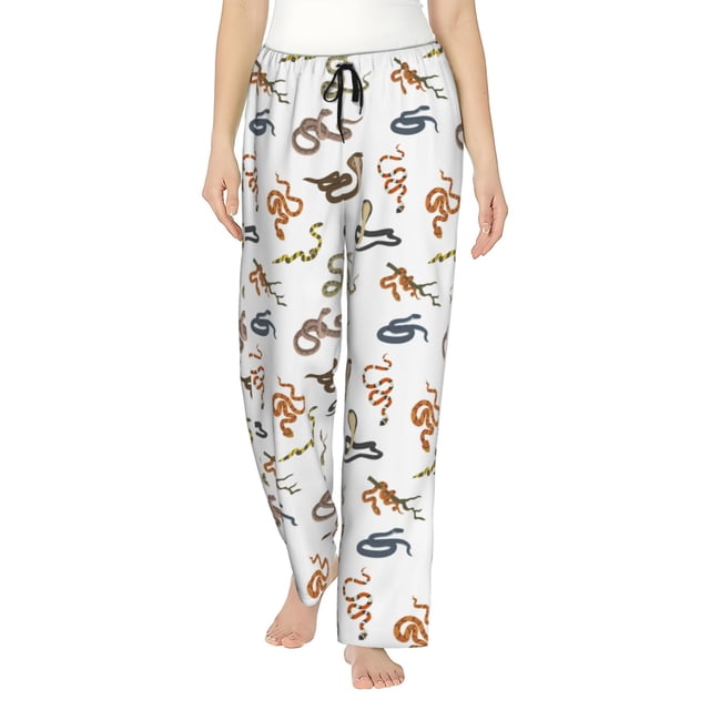 Balery Snake Pantalones de pijama para mujer, pijamas ultraligeros, pantalones de estar por casa-Large