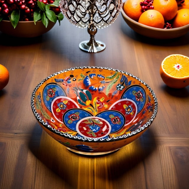Turkish Ceramic Bowls Handcrafted - 20 cm Round Decorative Mini Bowls for Spices, Snacks, Soap, Condiments - Set for Kitchen or Home Décor
