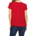 thumbnail image 3 of Women's Casual Solid Pleated Front Petal Cap Sleeve Round Neck Tee Blouse Top, 3 of 6