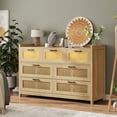 7 Drawer Dressers for Bedroom with Led Light, Natural Rattan Dressers
