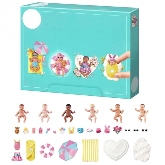 Surprise Sweetie Advent Calendar Mini Baby Countdown Calendar, 24 Daily Reveal Windows with Exclusive Baby Dolls, Outfits, Feeding Items & Sunglasses, Nurturing Play, Holiday Gift
