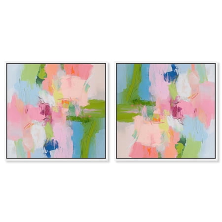 Art Remedy Dopamine Art Canvas 40 x 40 White Frame Dynamic Brushwork Set