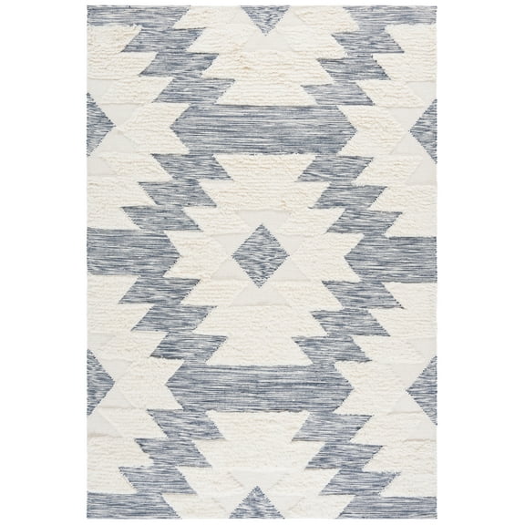 SAFAVIEH Kenya Winston Abstract Area Rug, Navy/Ivory, 6' x 9'