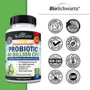 BioSchwartz Daily Probiotic Supplement for Digestive Health, 40 Billion CFU, 120 Count