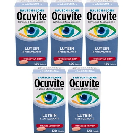 5 Pack - Bausch & Lomb Ocuvite Eye Vitamin & Mineral Supplement with Lutein 120 Ea