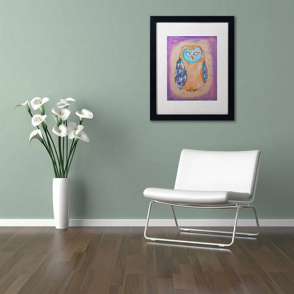Trademark Fine Art 'Owl I' Canvas Art by Nicole Dietz, White Matte, Black Frame