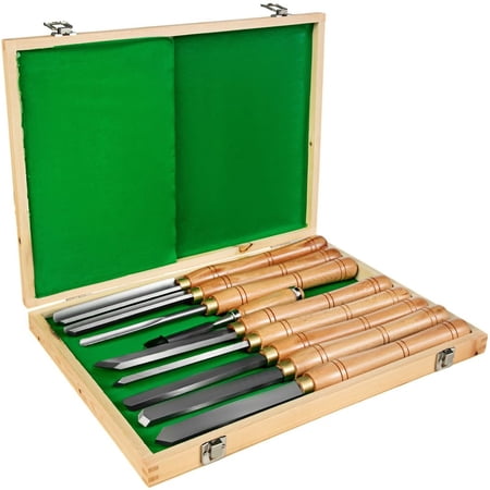 Woodworking 8 Pcs Lathe Chisel, Wood Lathe Chisel Cutting Carving HSS Steel, Wood Turning Tools for Hardwood, One Free Chisel (Wooden Storage Case)