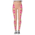 thumbnail image 3 of Arlun Cancer Awareness Leggings for Women Pink Ribbon Graphic Printed Leggings High Waisted Tight Yoga Pants Casual Stretchy Athletic Tights Beige5 XXL, 3 of 5