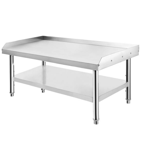 Heavy-Duty Stainless Steel Work Table, 36"x30"x24" with Adjustable Legs & Spill Containment for Restaurants & Food Service