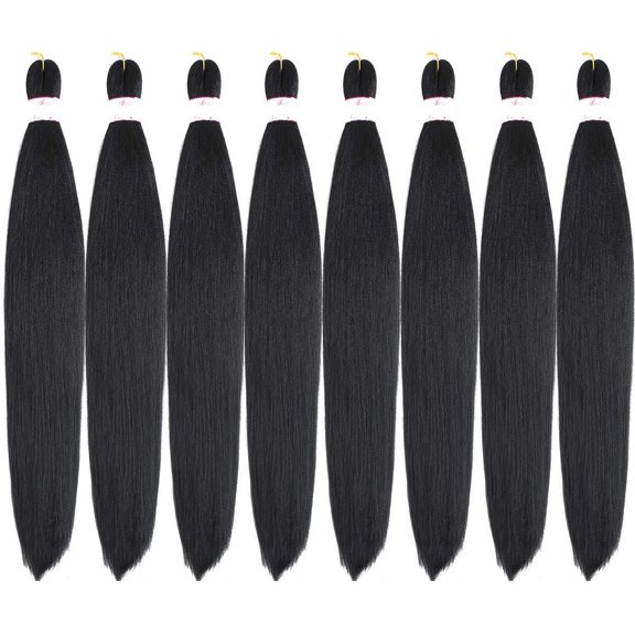 Befunny 8packs 16 Inch Pre Stretched Braiding Hair Short Black Crochet Human Hair For Braids Or Twist Itchy Free Yaki Perm Straight Low Temperature Synthetic Hair Dip in Hot Water Set Blac