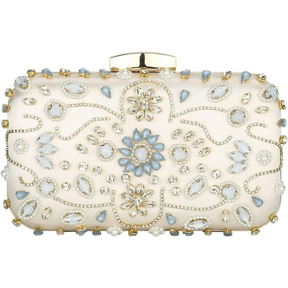 Womens Crystal Beaded Evening Bag Wedding Clutch Purse