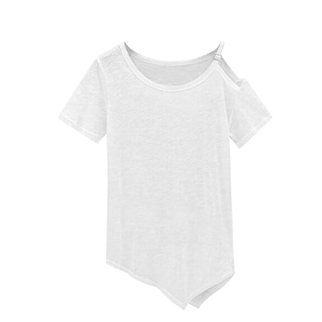 Camisa de manga corta con hombros descubiertos para mujer Blusa Tops Camiseta bnca S BLESIY Blusa de mujer