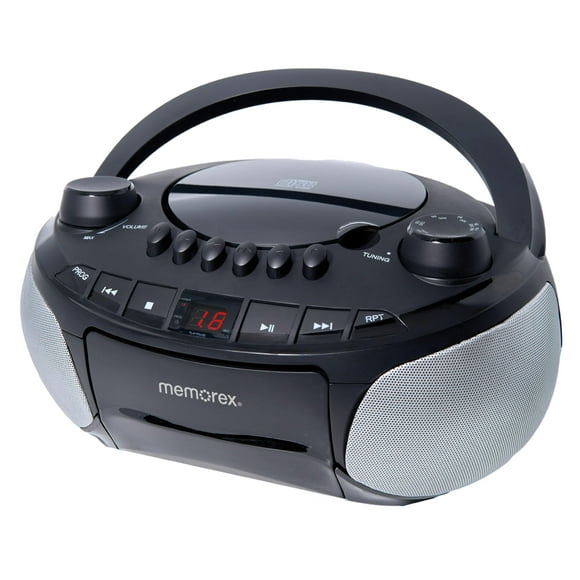 Reproductor de CD portátil Memorex AM/FM con casete negro
