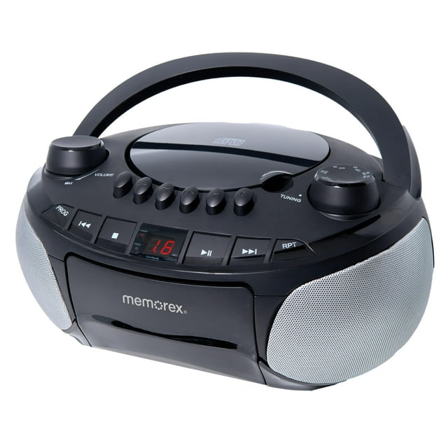 Reproductor de CD portátil Memorex AM/FM con casete negro