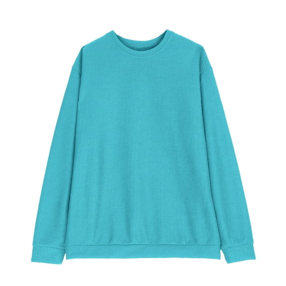 FAIWAD Men's Long Sleeve Sweatshirt Round Neck Solid Color Loose Pullover Tops Casual Oversized Blouse