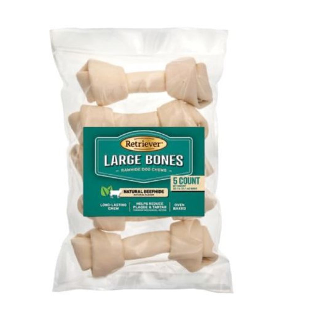 Retriever Large Bones 182TSC Natural Beefhide Rawhide Dog Chew Treats