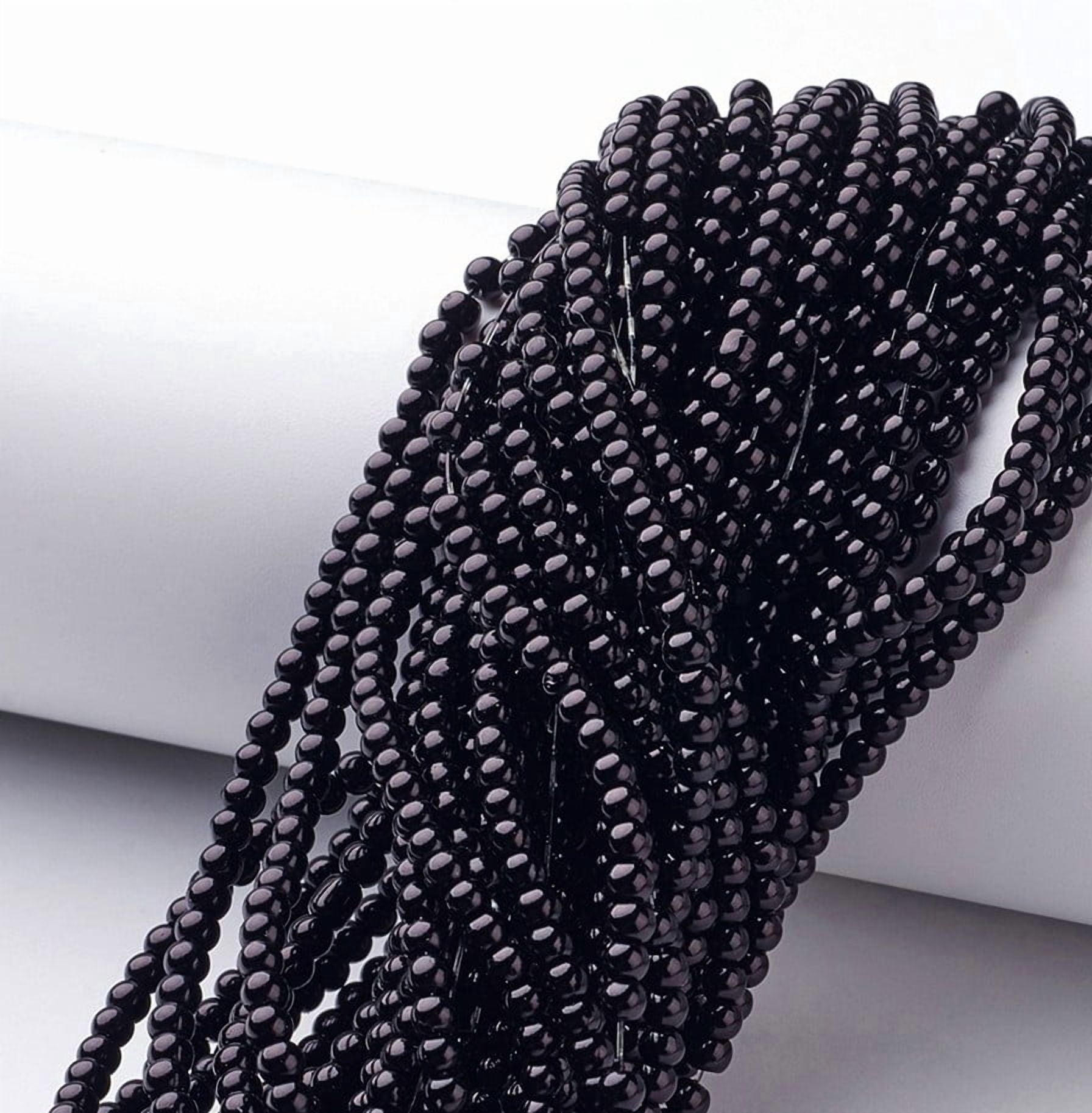 Glass Pearl Beads Strands Pearlized Round Black 3~4mm Hole: 1mm about 190~200200pcs/strand 25.59 inch(65cm)