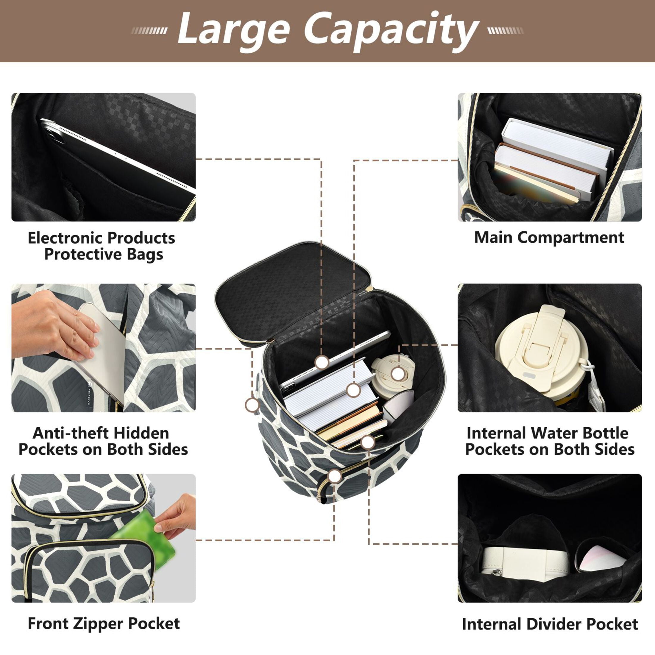 ALAZA Cow Print Travel Backpack Laptop Bag Large Capacity Daypack