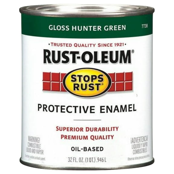 Hunter Green, Rust-Oleum Stops Rust Gloss Protective Enamel-7738502, Quart