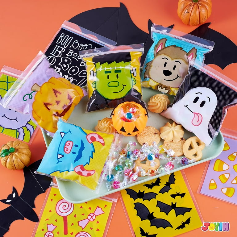 Joyfy 150 Pcs Halloween Treat Bags Clear Self Sealing Cellophane