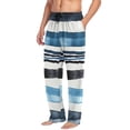 thumbnail image 5 of Blue Watercolor Stripes Men's Lightweight Pajama Bottoms Stretch Elastic Waist Side Pockets Spring Fall, 5 of 7