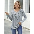 thumbnail image 5 of Zeagoo Womens Tops Dressy Casual Beach Vacation Clothes for Women Business Casual Long Shirts V Neck Tee Shirt Ladies Top and Blouses Ethnic Style, 5 of 7