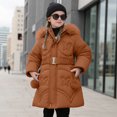 thumbnail image 2 of Long Puffer Jacket Girls Winter Coat Insulated Quilted Warm Snow Coats Parka Jacket (Brown 7-8 Years), 2 of 6