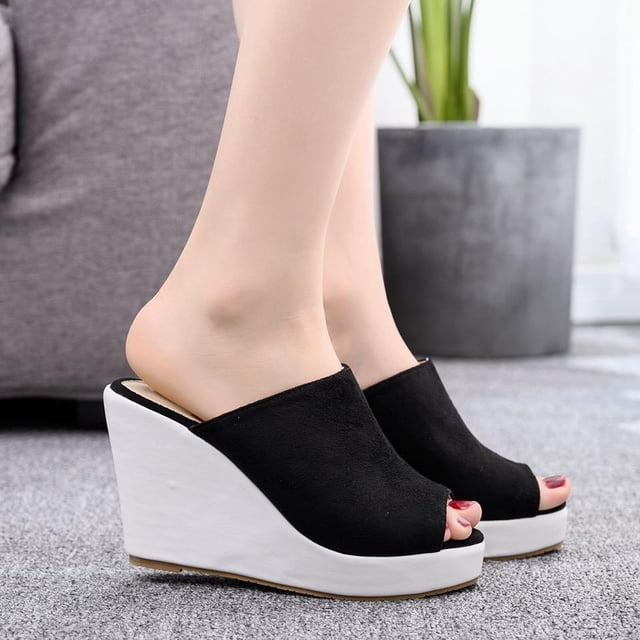 Zapatillas con cuña para mujer, zapatillas para exteriores para mujer, cadena de perlas, suela blanda Wmkox8yii ytu11215