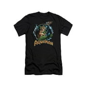 DC Comics Aquaman Sceptor Toss Adult Slim Fit T-Shirt Tee