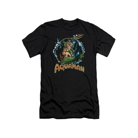 DC Comics Aquaman Sceptor Toss Adult Slim Fit T-Shirt Tee