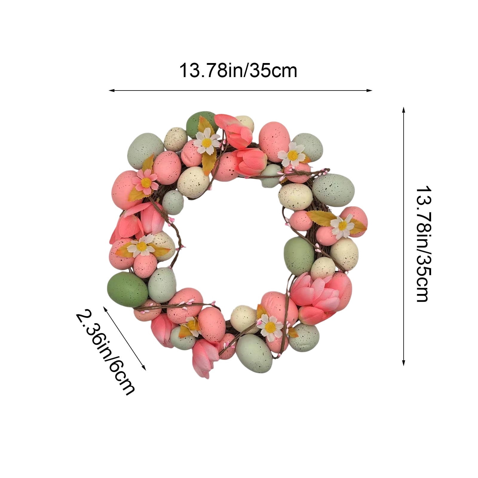 Outdoor Home Decor, Easter Egg Wreath Artificial Rattan Ring Door Hanger Home Party Decor A