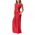 thumbnail image 2 of Robe Maxi pour Femme Col Rond avec Poche Été Ample Décontractée Robe Bouffante Femme Rétro Longues Robes vestidos mujer, 2 of 4