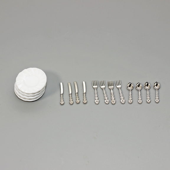 Classic Miniature Tableware Set Dollhouse Kitchen Accessories Food Simulation Model with Decorative Storage Box