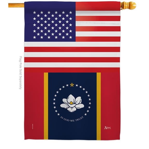 28 x 40 in. Mississippi US House Flag with Regional States Double-Sided Decorative Vertical Decoration Banner Garden Yard Gift