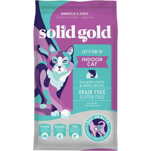 Solid Gold Let's Stay In Dry Cat Food, Salmon, Lentil & Apple Recipe, Grain Free, 3 lb Bag
