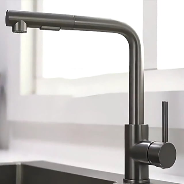 Free Shipping Black Pull Out Kitchen Sink Faucet Two Model Stream Sprayer Nozzle Stainless Steel Hot Cold Wate Mixer Tap Deck