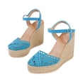 thumbnail image 4 of YLYL Espadrilles Sandals for Women Closed Toe Platform Wedge Heel Ankle Strap Dressy Casual Summer Shoes, 4 of 6