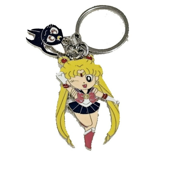 Anime World Sailor Moon Luna Cat Metal Charm Keychain, Keyring