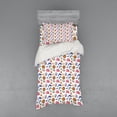 thumbnail image 1 of Nursery Duvet Cover Set, Cartoon Repetition with Lucky Elements and Animals, Bedding Set with Shams and Fitted Sheet, 3 Sizes, by Ambesonne, 1 of 3
