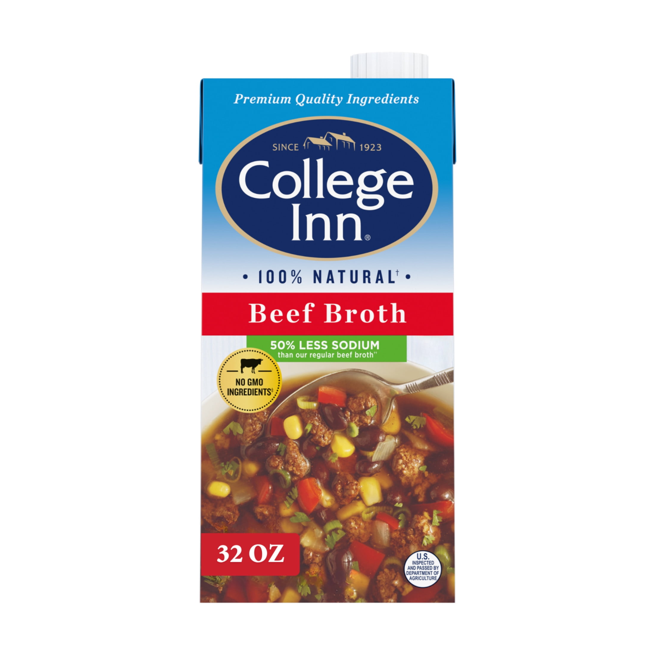(5 pack) College Inn 50% Less Sodium Beef Broth, 32 oz Carton