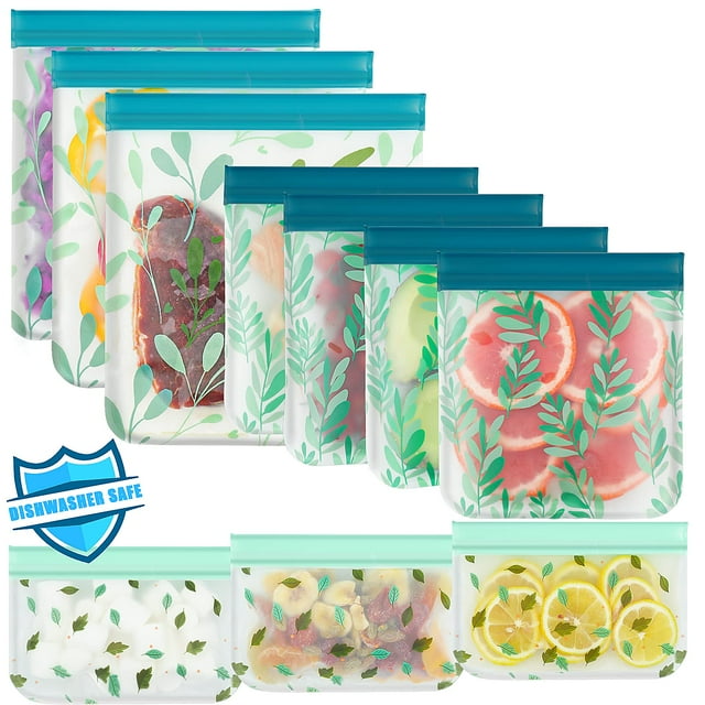 Bolsas reutilizables Hndnrxue de silicona, paquete de 10, aptas para lavavajillas
