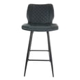 thumbnail image 2 of Elama 2 Piece Diamond Stitched Faux Leather Bar Chair in Black with Metal Legs, 2 of 9