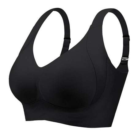 Rlmidhb Women s Plus Size T-Shirt Bra Bras Anti-Sagging Side Breast Control Adjustable Everyday Bras Black