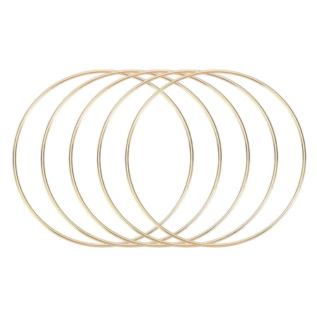 Uxcell 5 Pcs Dream Catcher Rings,Metal Crafts Hoops Floral Hoop 5.5 Inch Macrame Hoops Rings for DIY Crafts Wreath Making Supplies Plant Hangers,Gold