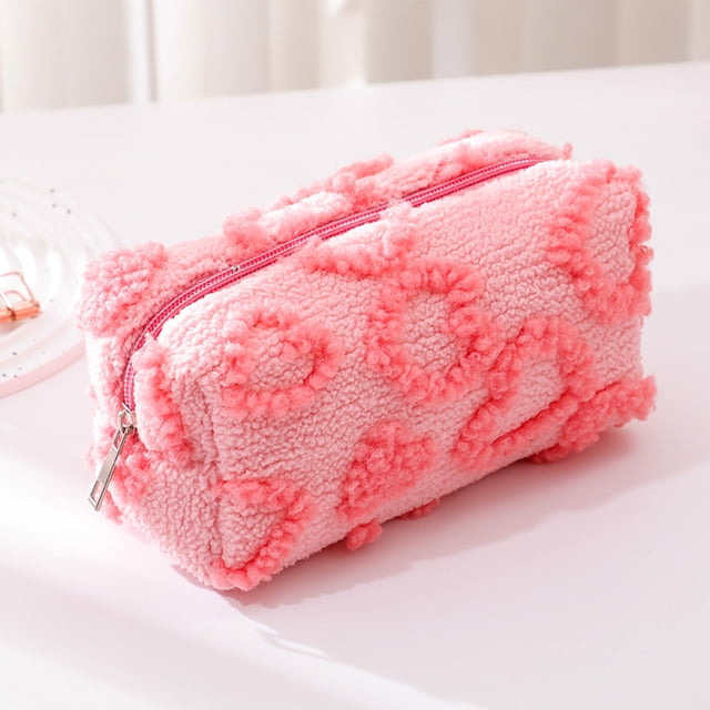 Heart Print Polyester Storage Bag Coin Purse Earphone Pouch for Travel Key and Change Organization